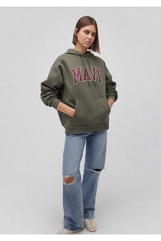 Mavi M1600361-71581 Kadın Mavi Logo Kapüşonlu Sweatshirt M1600361-71581-R0641 Haki
