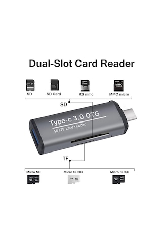 Type-c To Usb 3.0 Tf Sd Kart Okuyucu Usb Type-c Otg Adaptör Çevir