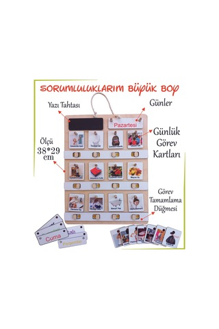 Ankebut Montessori Büyük Boy Sorumluluk Alma Beceri Ve Görev Tablosu Günlük Rutinim