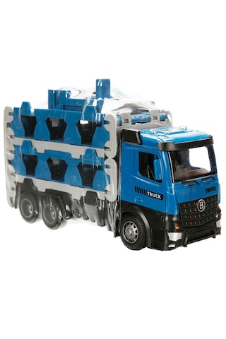Maxx Wheels Sürtmeli Taşıyıcı Kamyon Fırlatıcılı Araçlı Açılıp Kapanabilen Taşıyıcı Tır Lacivert