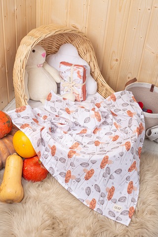 Luckka Dijital Baskılı 3'lü Müslin Örtü Seti - 75x75 Cm - Zt5000 Turuncu Turuncu