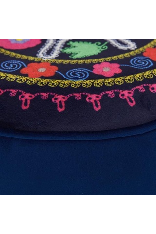 Just Home Retro Yuvarlak Etnik Puf - Renkli Renkli