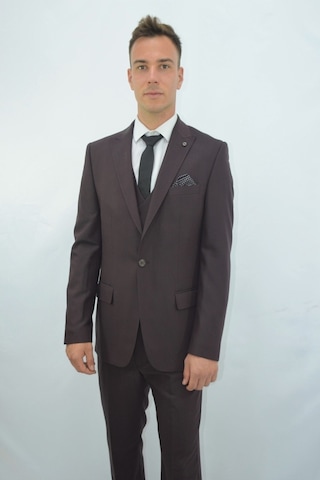 Presto Erkek Yelekli Slimfit Takım Elbise 6 Drop Bordo-773-800 Bordo