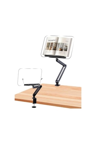 Ayarlanabilir Masa Kenarı Kitap Ve Tablet Standı 360 Dönebilen, 87.5cm Yükseklik Ayarlı, Kelepçeli Metal Kol Çok Renkli