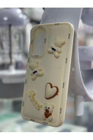Samsung Galaxy A54 Uyumlu Kabarık Ayıcık Desenli