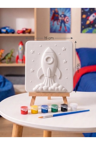 Uzaya Giden Roket 15x15 Taş Boyama Seti Çocuk Ve Yetişkin Hobi Seti