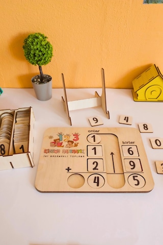 İlkokul Matematik + Eğitici Toplama İşlemi Ahşap Oyuncak Etkinlik Seti + Kolay Öğrenme Rakam Bultak