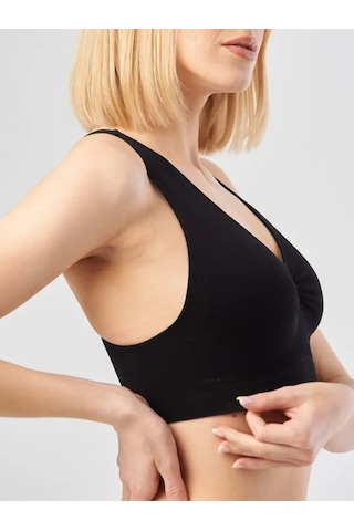 Mistirik Rosella Model Kalın Askılı Büstiyer Spor Rahat Toparlayıcı Korse Sütyen Siyah Renk Siyah