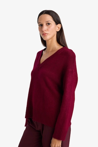 Defacto Oversize Geniş Kalıp V Yaka Kazak G2141ax26spbr327 Bordo-br327