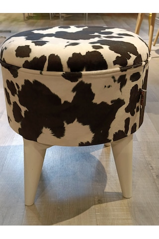 Mercan Mobilya Leopar Desen Bench Puf 43 Cm Beyaz /beyaz Ayak Beyaz