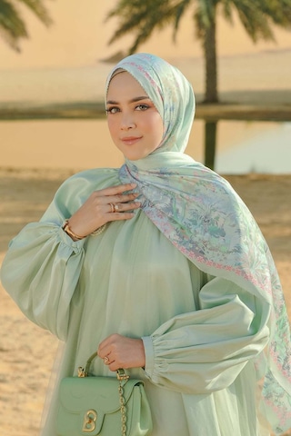 Buttonscarves Al Qasr Saten Şal - Zellige Yeşil