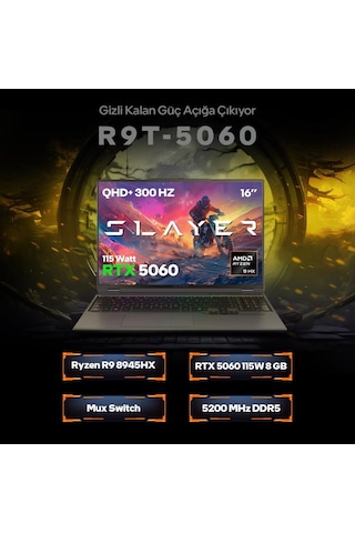 Game Garaj Slayer R9T-5060 C1 R9-8945HX 32 GB 1 TB SSD RTX5060 16" Dos Dizüstü Bilgisayar