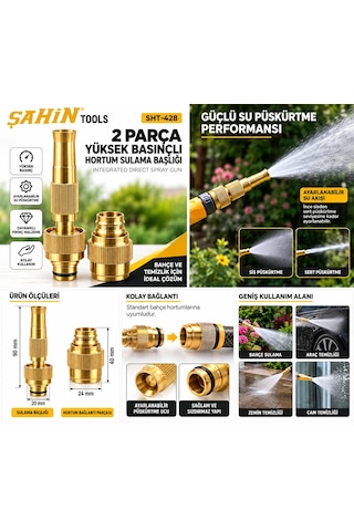 Yüksek Basınçlı Ayarlanabilir Hortum Sulama Başlığı Seti 2 Parça 1