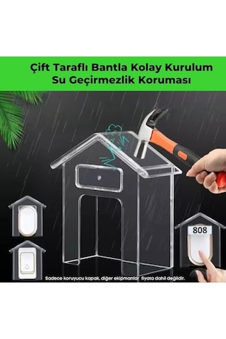 Şeffaf Su Geçirmez Kablosuz Kapı Zili Koruyucu Kapak, Dış Mekan Yağmur & Kar Koruması, Birçok Zile Uyumlu Kablosuz Kapı Zili Koruyucu Kapak Acı Kahverengi