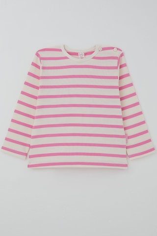 Breeze Kız Bebek Uzun Kollu Tişört Patlı Çizgili 9 Ay - 3 Yaş , Krem