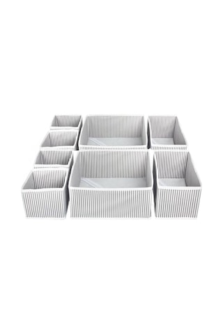 8 Li Çekmece Düzenleyici Organizer Dekoratif Sepet Hurç 8 Li Çekmece Çizgili Genel