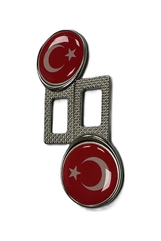Türk Bayraklı Logolu Ikaz Ses Susturucu Metal Toka 2 Adet