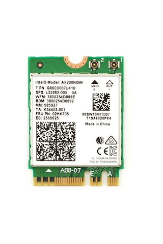 Intel Ax200ngw M.2 Wi Fi 6 Kartı + Bluetooth 5.0 2400 Mbps Dual Band Intel Ax200ngw M.2 Wi Fi 6 Kartı + Bluetooth 5.0 2400 Mbps Dual Band