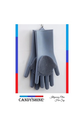 Candyshine Tırtıklı Sihirli Silikon Bulaşık Eldiveni Gri