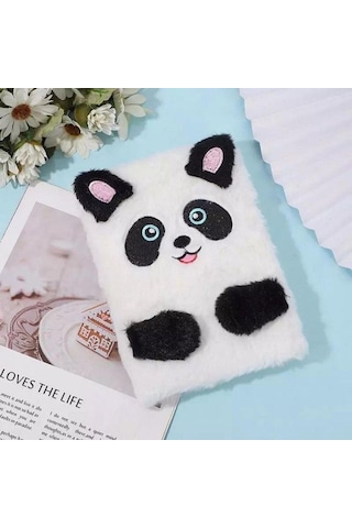 Peluş Çizgili Sevimli Panda Tasarımlı Defter renkli