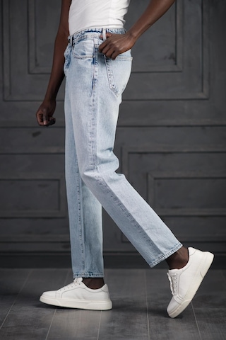 Fbı Pamuklu Taş Yıkama Baggy Geniş Paça Jean Pantolon Buz Mavi