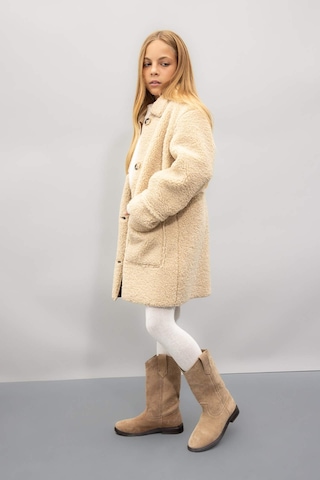 DeFacto Kız Çocuk Rüzgar Geçirmez Düğmeli Cepli Kaşe Parka C8555A824AUBG203 Bej