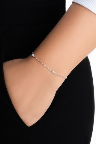 Minimal Nazar 18 Ayar Beyaz Altın Kaplama 19 Cm Gümüş Bileklik Rodyum