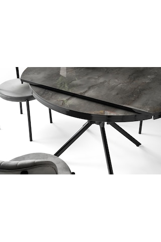 Bade Alfa Mdf Oval Highgloss Açılır Mutfak Masa Sandalye Takımı 73x120 001