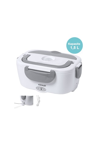 Kochler Elektrikli Yemek Isıtıcısı - Yemek Termosu - 1.5 Litre -yemek Matarası Beyaz