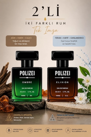 Polizei 2'li Erkek Parfüm Edp 50 Ml Kalıcı Odunsu Ve Fresh Koku Diğer 15176151