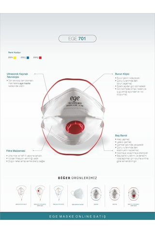 Ege 701 Ffp3 Nr N99 Ventilli Maske 30'Lu