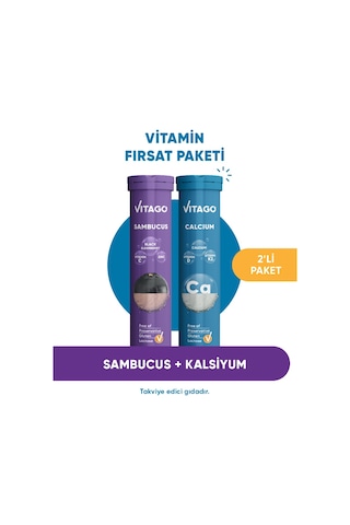 Vitago Sambucus + Kalsiyum 2 x 20 Efervesan Tablet