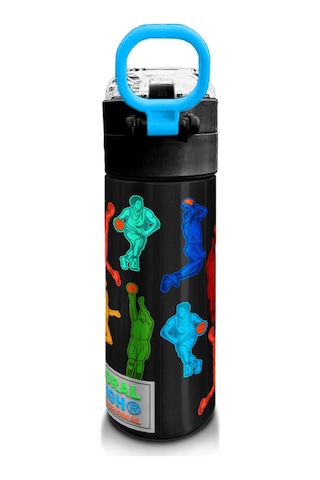 Coral High Kids Siyah Basketbol Desenli Pipetli Ve Direkt İçim Çelik Termos 500 Ml 31795 Siyah