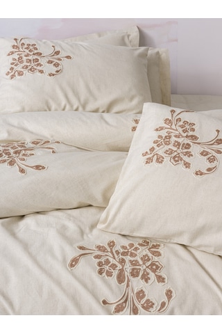 Cotton Box Cotton Keten Çift Kişilik Nevresim Takımı Kaneli