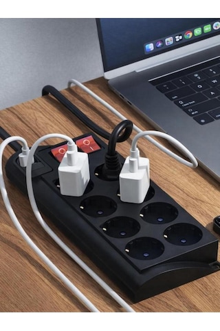 4000w, 16a, Akım Korumalı Priz 8xpriz, 3xusb, 2mt Kablo, Çoklayıcı Diğer