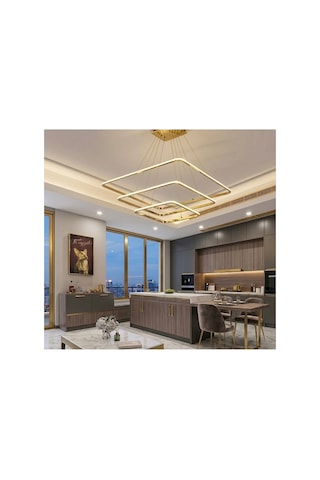 Modern Kare Eskitme Kasa Tek Renk Led Avize Beyaz Işık & Şık Salon Aydınlatma