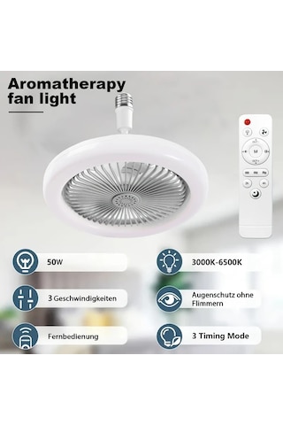 Xuweiwei Gri 360 Derece Ayarlanabilir 25 Cm Led Akilli Tavan Fan Lambasi Uzaktan Kumandali Renk Degisimi Parlaklik Ayari 3 Hiz Seviyesi E26 E27