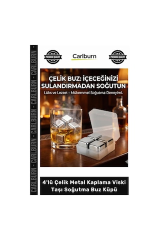 Özel Üretim Gold Lüks Paslanmaz Hediye Seti Şık 4'lü Çelik Metal Kaplama Viski Taşı Soğutma Buz Küpü Çok Renkli