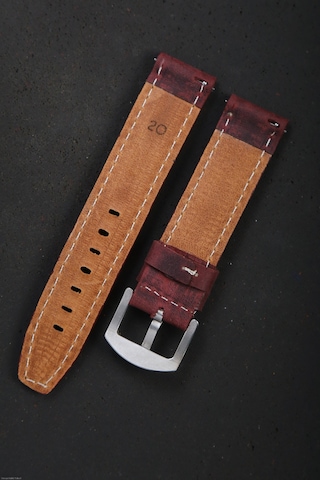 Hakiki Deri 20mm Akıllı Pimli Saat Kordonu Bordo 98765175