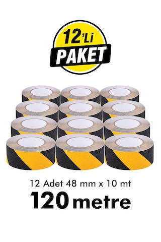 Unitape Sarı Siyah Merdiven/zemin Kaydırmaz Bant 48 Mm X 10 Mt 12 Li Paket