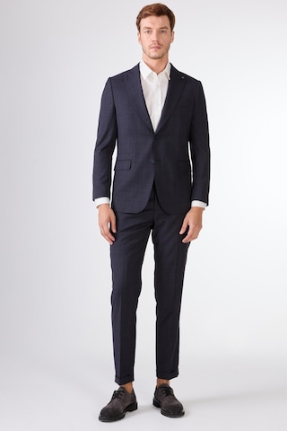 Dufy Koyu Lacivert Balıksırtı Slim Fit Erkek Takım Elbise Lacivert