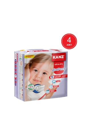 Kanz Ultra-Dry Diapers Bebek Bezi 5 Numara Junior Ekonomik Paket 4 x 24 Adet 4'lü