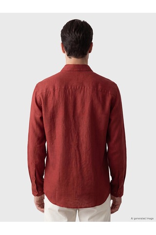 Lcwaıkıkı Classic Kahverengi Regular Fit %100 Keten Erkek Gömlek