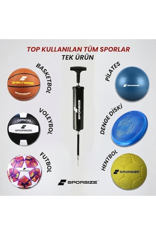 Sporsize Profesyonel Top Şişirme Pompası Futbol, Basketbol, Voleybol, Hentbol, Pilates & Denge Diski İçin Diğer