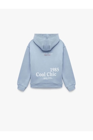 Koton Baskılı Kapşonlu Mavi Kız Çocuk Sweatshirt 6wkg10201ak Mavi