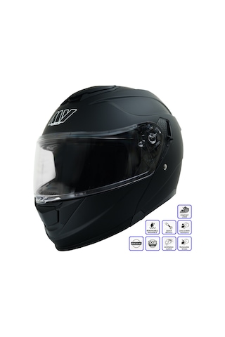 My Helmets Mks002-b Güneş Vizörlü Şeffaf Çene Açılır Motosiklet Kaskı Siyah