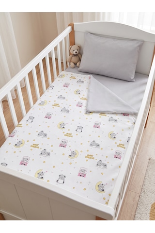 %100 Pamuklu Sweet Dreams Sevimli Koala Desenli 3 Parça Bebek Nevresim Takımı - Sarı / Pembe / Gri 3'lü Bebek Uyku Seti