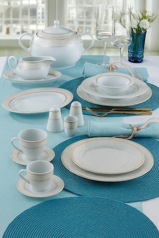 Fodis Güral Porselen Tolstoy 84 Parça Yemek Takımı Açık