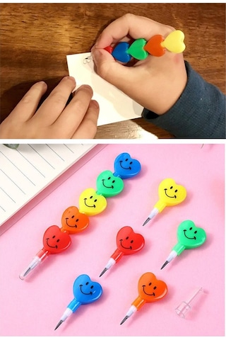 Kalpli Emoji Yumurtlayan Kurşun Kalem 12 Adet Eğlenceli Hediyelik Kurşun Kalem Gülen Yüzlü Kurşun Kalem Karne Hediyesi Çok Renkli