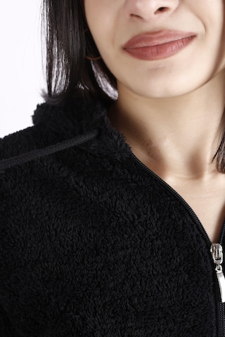 Kadın Siyah Peluş Yumoş Fermuarlı Kapüşonlu Cepli Welsoft Ceket 22kckteres 001